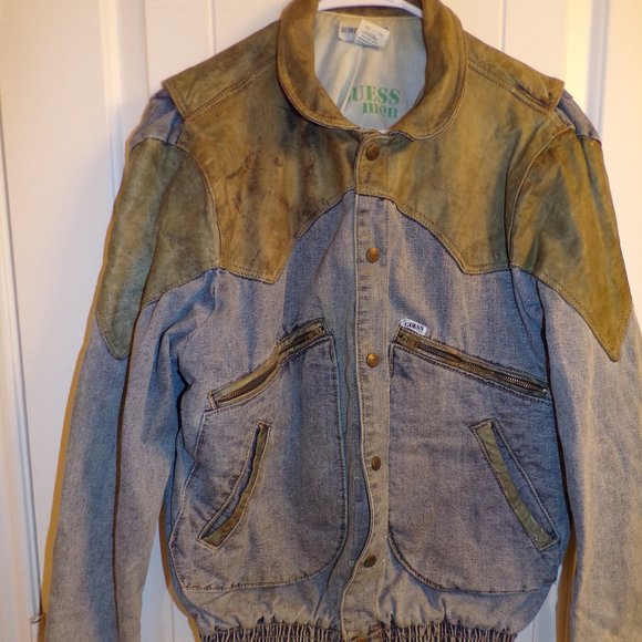 Rare True Vintage Guess Denim Bomber Jacket - Picture 1 of 5
